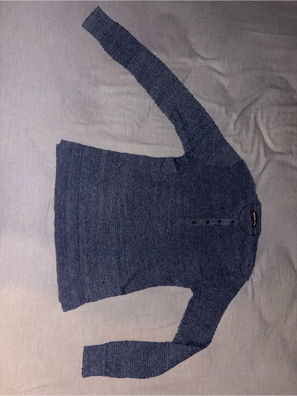 Michael Kors Men's Navy Crewneck Henley Sweater